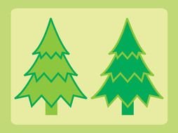 two fir trees in frame, drawing