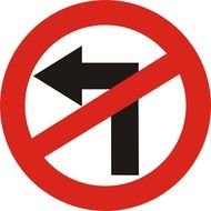 prohibited left turn sign