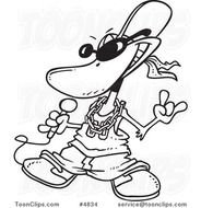 Black And White Drawing Of Cartoon Duck