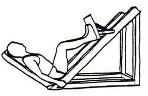 Black and white drawing of the leg press clipart