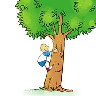 Boy Climb Tree drawing