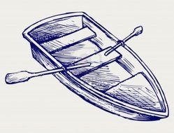 Blue and white drawing of the boat clipart