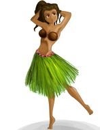 painted hawaiian dancer on a white background