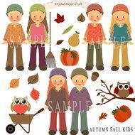 Autumn Fall Clipart Kids Instant Download