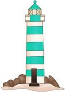 drawing of a lighthouse with blue stripes
