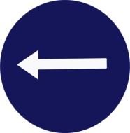 road sign with white arrow as direction