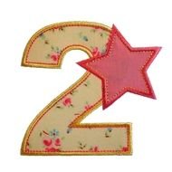 applique number 2 and red star