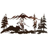 skier in mountains drawing