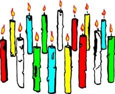 Colorful candles with the fire clipart