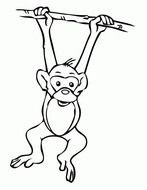 Cartoon Monkey Hanging From A Tree Coloring Page