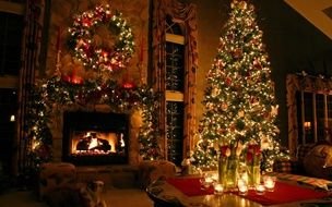 decorated christmas tree with lights in the house