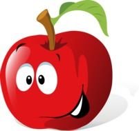 cartoon red apple on a black background