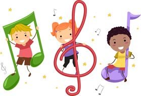 Kids Playing Music Clip Art drawing