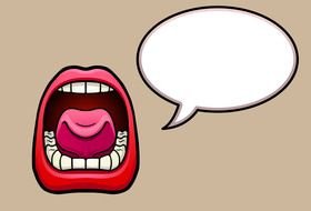 Clipart of Talking Mouth with word bubble