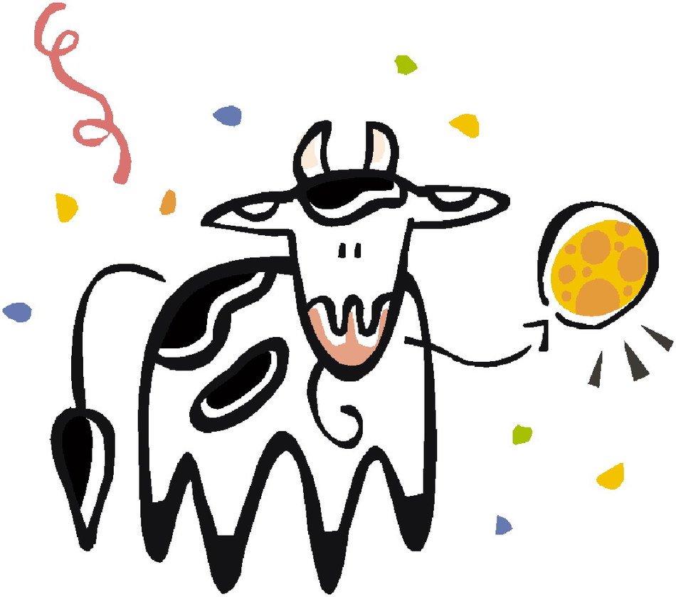 cartoon cow on serpentine background