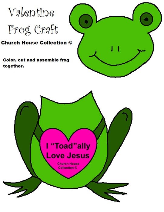 Valentineâs Day Craft for Sunday School, cartoon frog