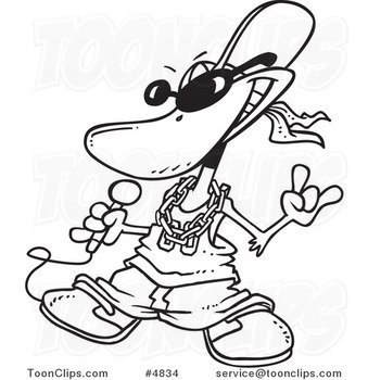 Black And White Drawing Of Cartoon Duck