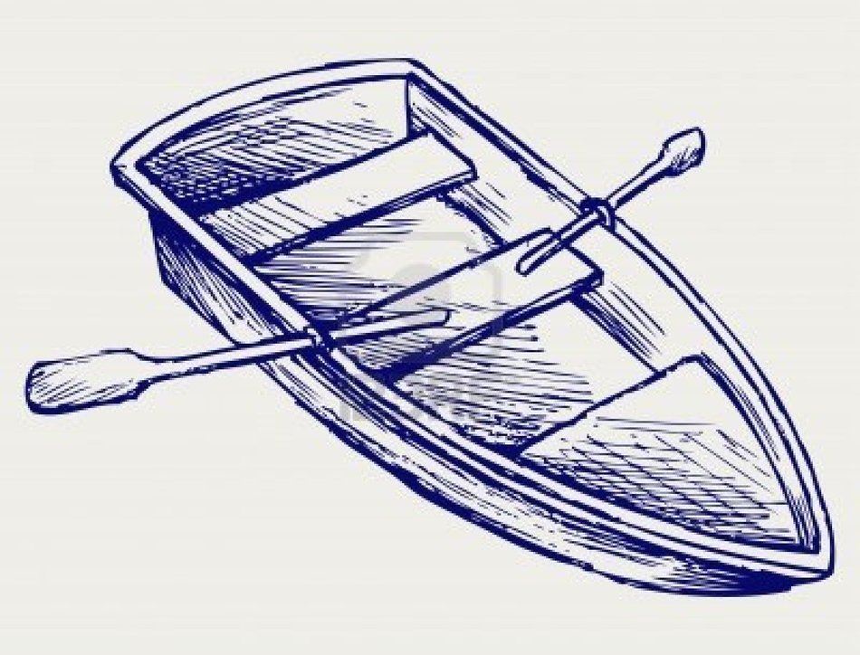 Blue and white drawing of the boat clipart