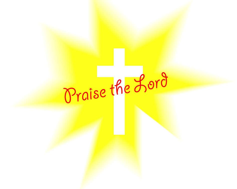 inscription glory to the lord on a yellow background with a cross
