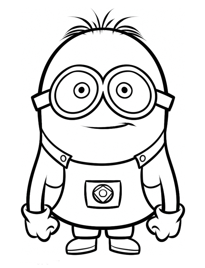 Black and white picture of a minion with glasses for coloring free ...