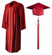 Red Graduation Cap And Gown