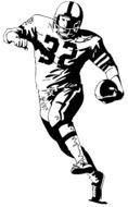american Football Player runs with ball, drawing