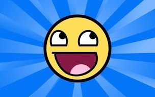 Smiley Face with open mouth at blue background