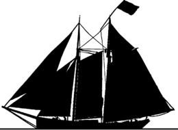 black silhouette of a ship
