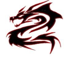 Dragon head, black and red Logo