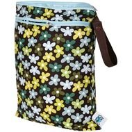 multi-colored flowers on a cosmetic bag