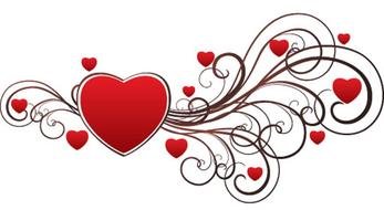 red hearts with curls as an illustration