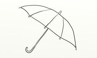 Black and white drawing of the striped umbrella clipart