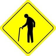 yellow sign depicting an elderly person