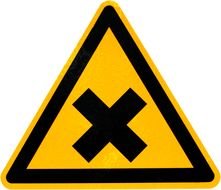 Chemical Danger, black and yellow triangular Sign