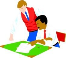 Men at desk clipart