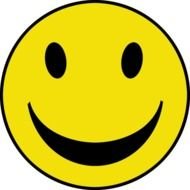 yellow smiley with a wide smile on a white background