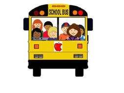 cartoon kids riding a school bus