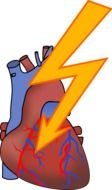 drawn lightning on the background of the human heart