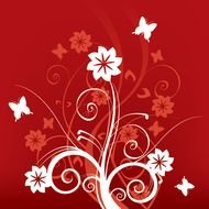 Swirls On Red Vector Graphic mdash Flowers