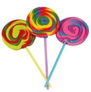 three Rainbow colored Lollipops