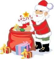 Santa Claus with present box drawing