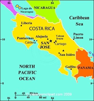 Costa Rica Map With Capital free image download