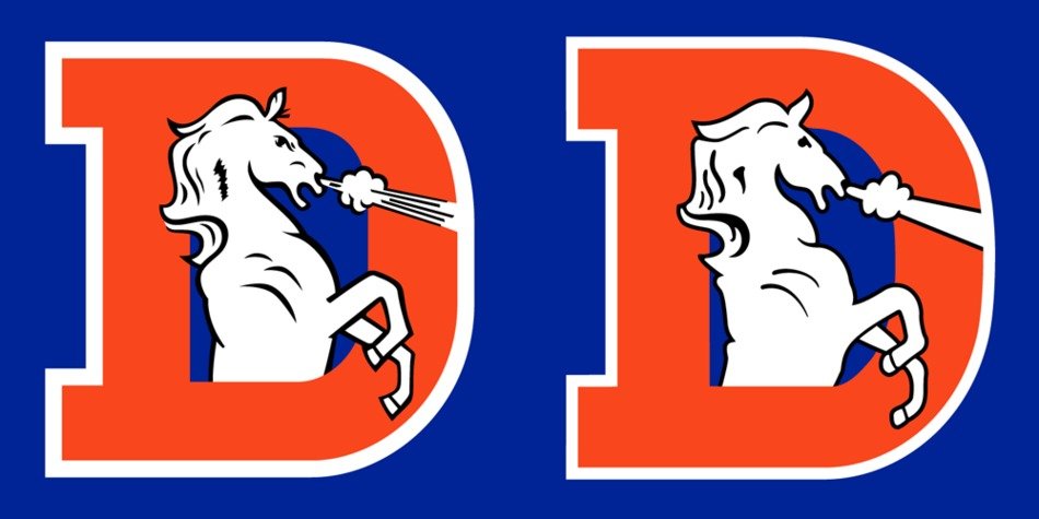 Broncos D logo on a blue background