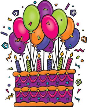 Happy Birthday Cake And Balloons Cartoon