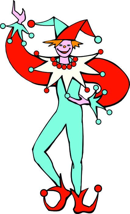 drawing of a dancing clown on a white background