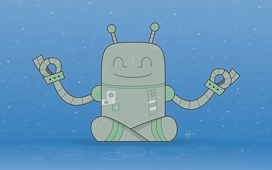 Clip art of robot in meditation