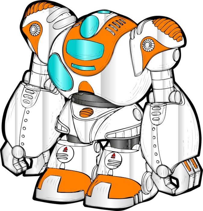color drawing of a robot on a white background