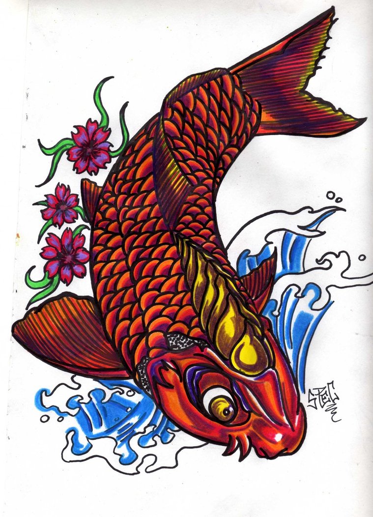 Japanese Koi Fish Drawing Free Image