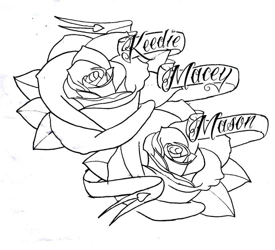 Heart With Banner And Roses Drawing Free Image Download