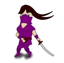 painted ninja girl in a purple suit